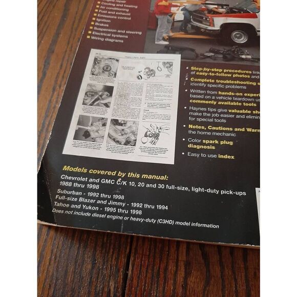 Haynes Repair Manual 1988-98 Chevrolet GMC 2WD 4WD Trucks Blazer Jimmy Tahoe Yuk - Picture 4 of 5